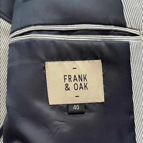 Frank & Oak Blue & Grey Pinstripe Men's Blazer - Picture 2 of 3
